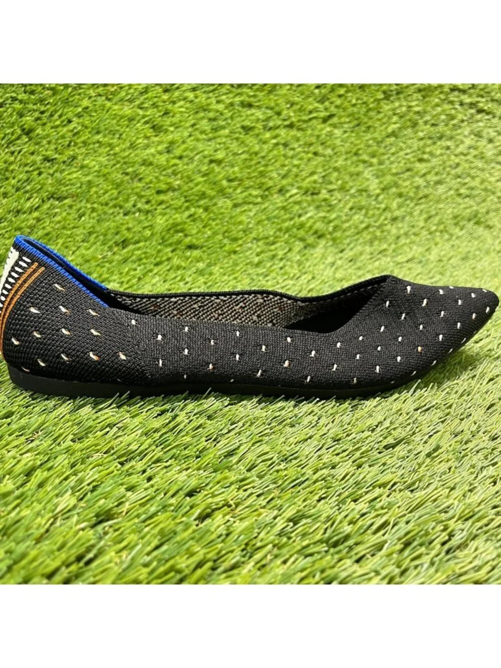 Rothy's The Point Womens Size 8.5 Black Blue Casual Classic Slip On Ballet Flats